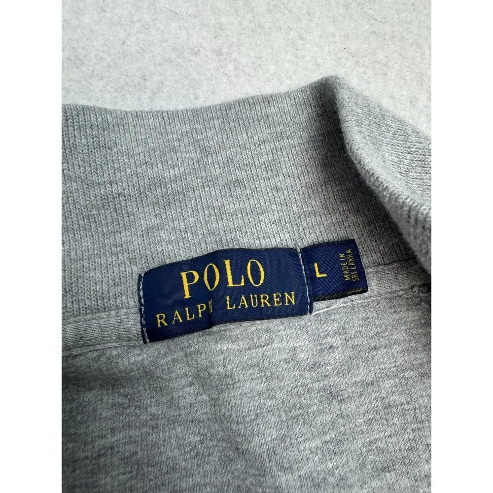 Polo Ralph Lauren Sweater Mens Large Gray 100% Cotton Quarter Zip Mock Neck Knit